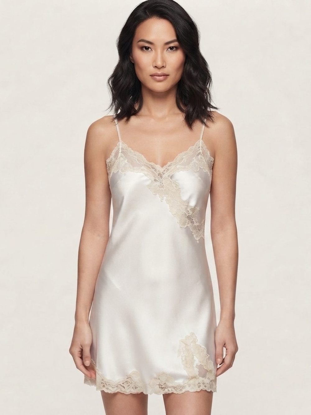 Victoria's Secret White Floral Lace Trim Slip Mini Dress Women's Lingerie Large - Picture 3 of 16